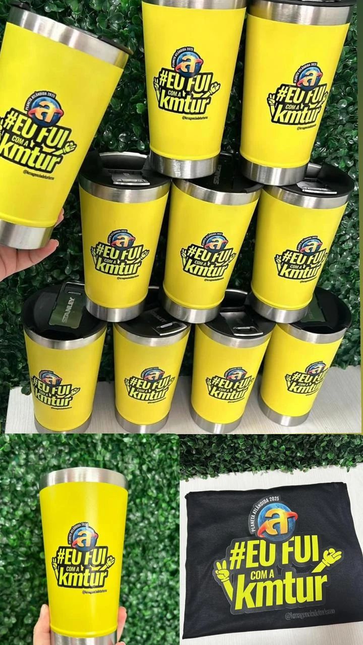 Kit Evento. Camisa + Copo Térmico Personalizados Com seu logomarca Eventos ou Empresa - 100 Peças de cada